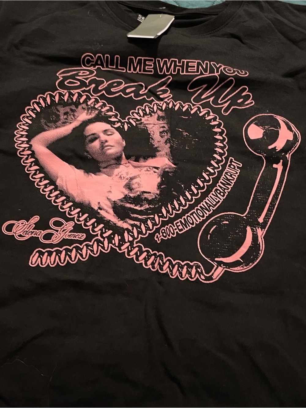 Selena Gomez Black Tee with Pink Graphic